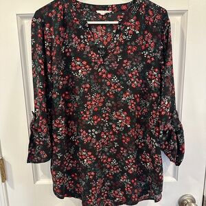 Floral Black and Red Women's Top